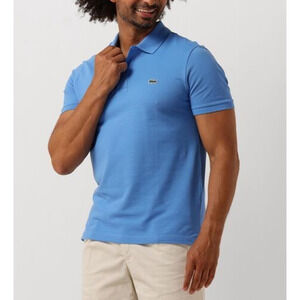 Lacoste slim Fit mens preppy Y2K collar t-shirt polo bleu clair Small A005338